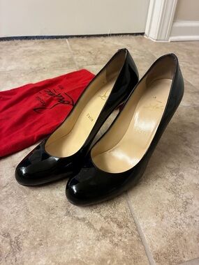 Christian Louboutin Black Patent Pump with Red Sole
